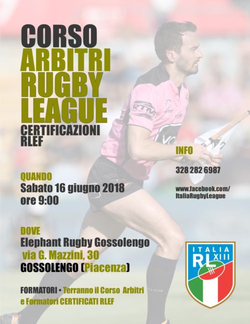 Rugby League: la FIRL organizza un corso arbitri a Gossolengo