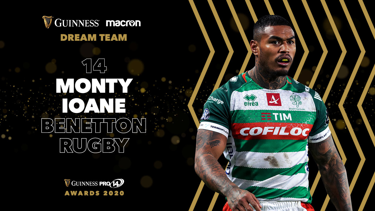 Monty Ioane nel dream team del PRO14 per il secondo anno consecutivo