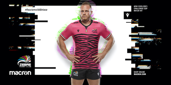 La nuova maglia delle Zebre di coppa celebra l’estro di Max Guazzini