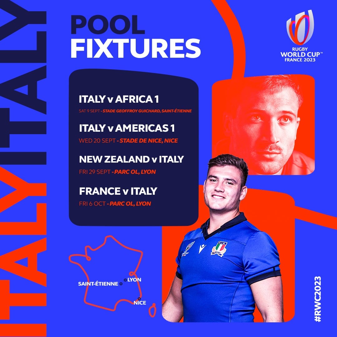 Rugby World Cup 2023, l’Italia debutta il 9 settembre contro “Africa 1”