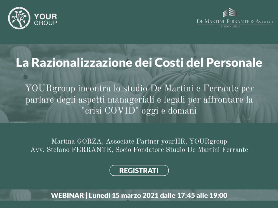 WEBINAR- È possibile in questo momento “Razionalizzare i costi del Personale”?