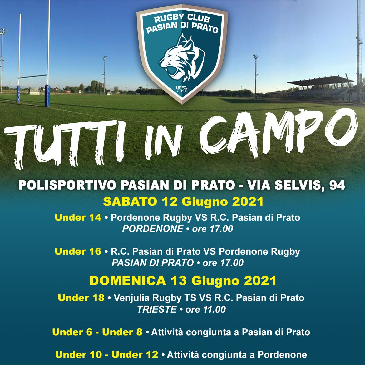 Un week end all’insegna del rugby giocato per il Rugby Pasian di Prato