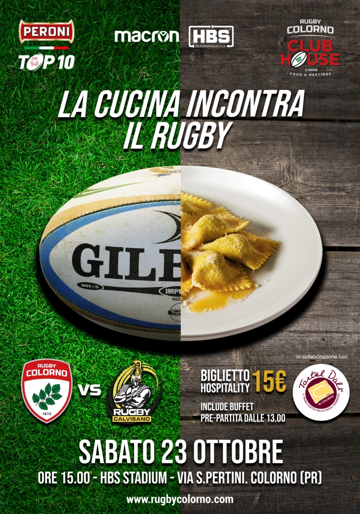Sabato 23 ottobre: a Colorno si incontrano rugby e cucina tradizionale