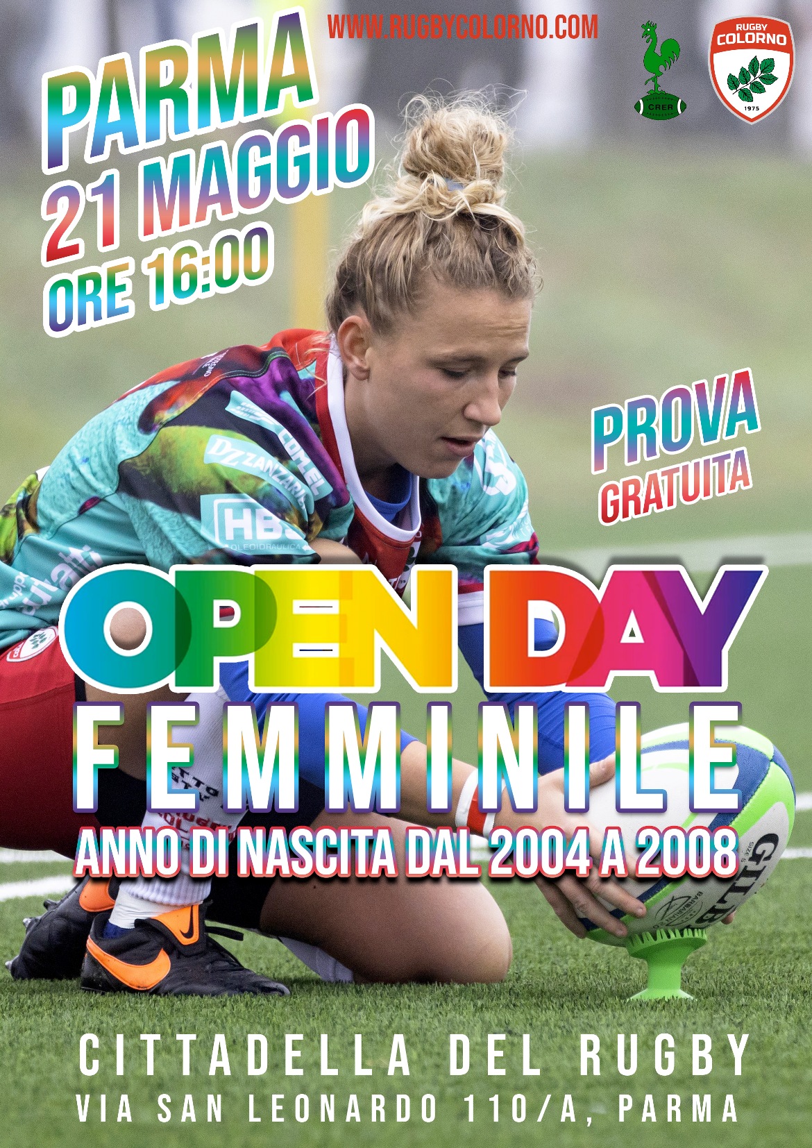 21 Maggio 2022: Open day Femminile alla Cittadella del Rugby di Colorno