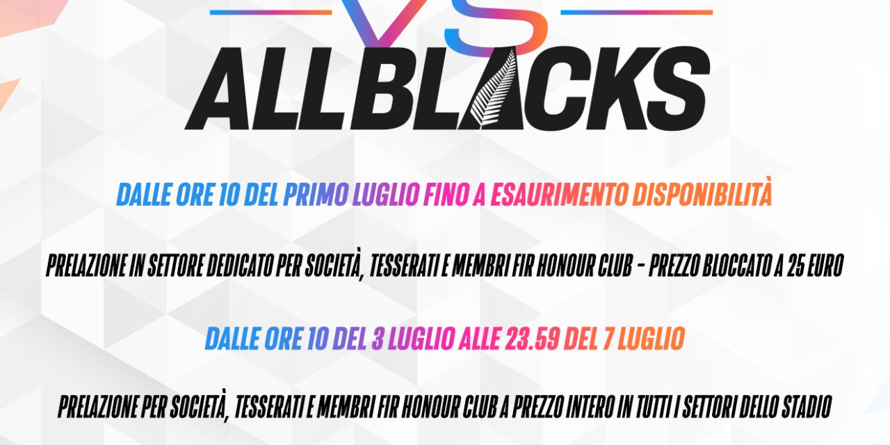 Italia v Nuova Zelanda, su TicketOne dall’1 luglio i biglietti per la gara di Torino