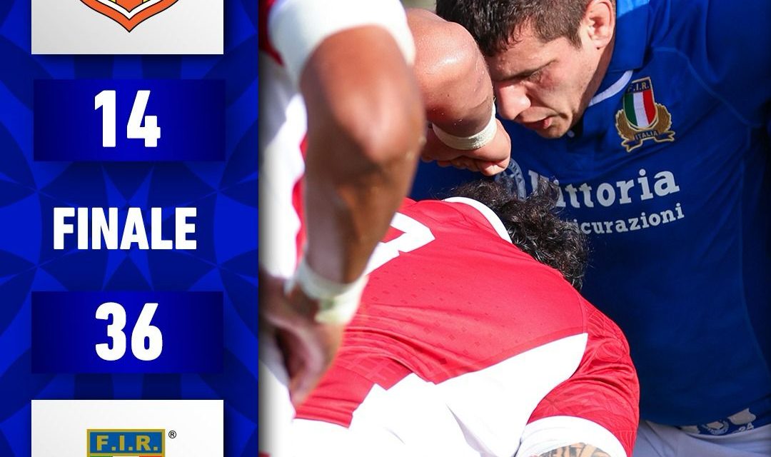 L’Italia segna cinque mete e si impone su Tonga: 36-14 il finale