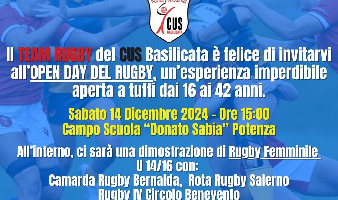 Un giorno da rugbista a Potenza: Open day aperto a tutti